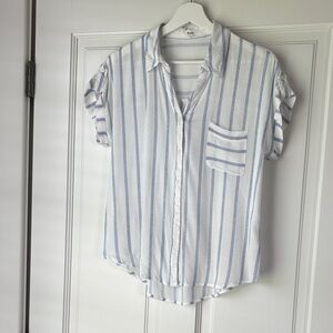 Mine Blue and White Lightweight Striped Beach Shirt